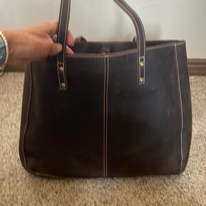 Real Leather Handbag - Brown